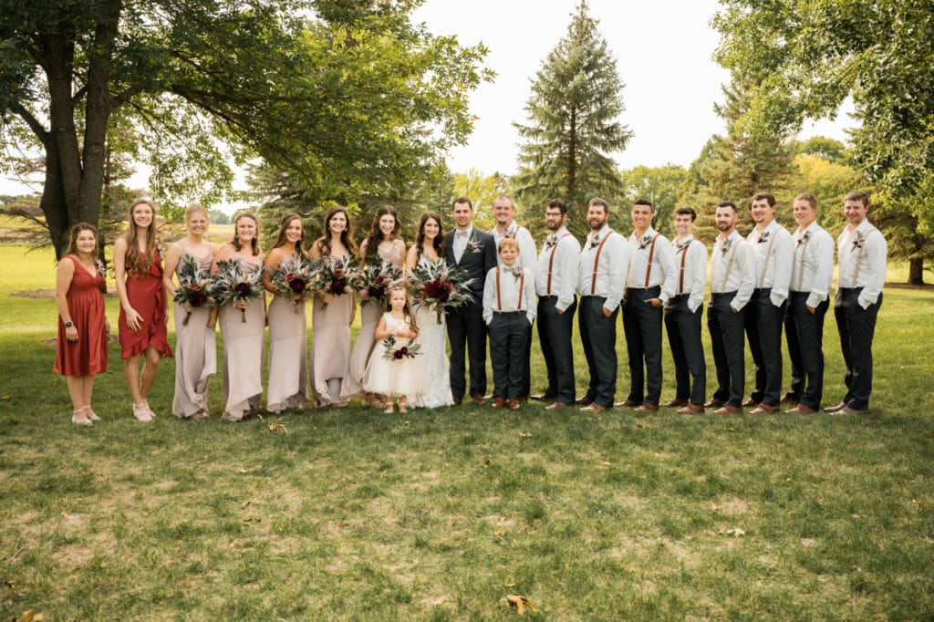 Fall Wedding Party in Taupe and Rust