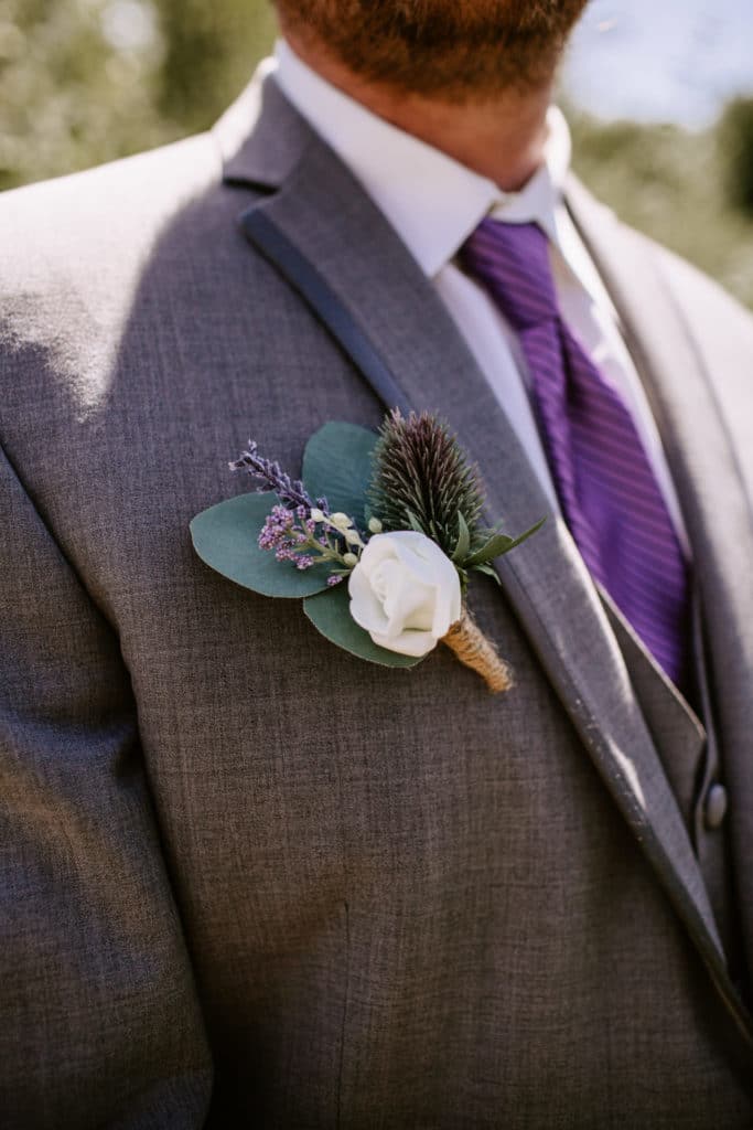 Grey Suit with Purple Boutonniere