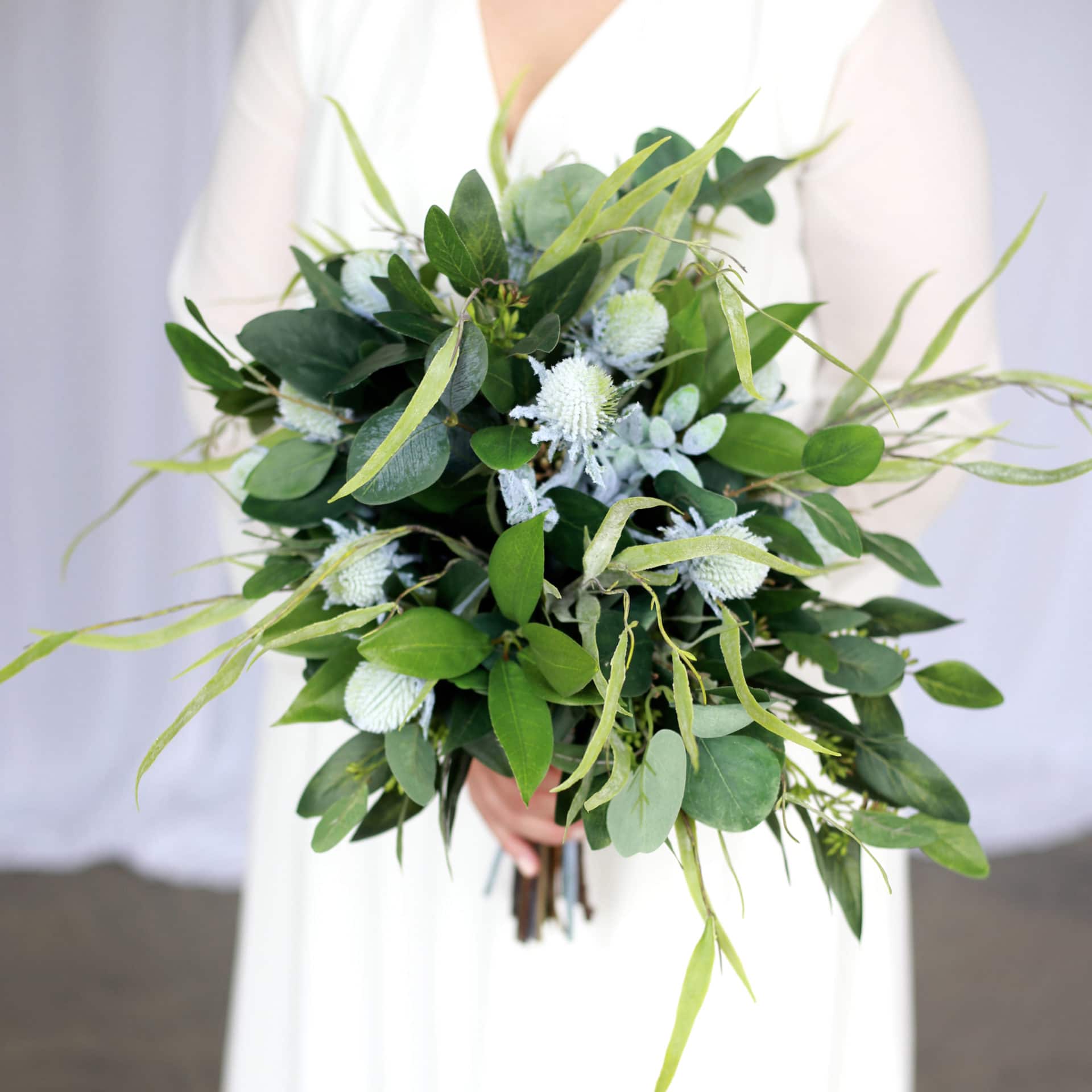 Greenery Thistle Wedding Bouquet