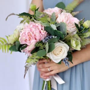 Pink and Blue Wedding Bouquet