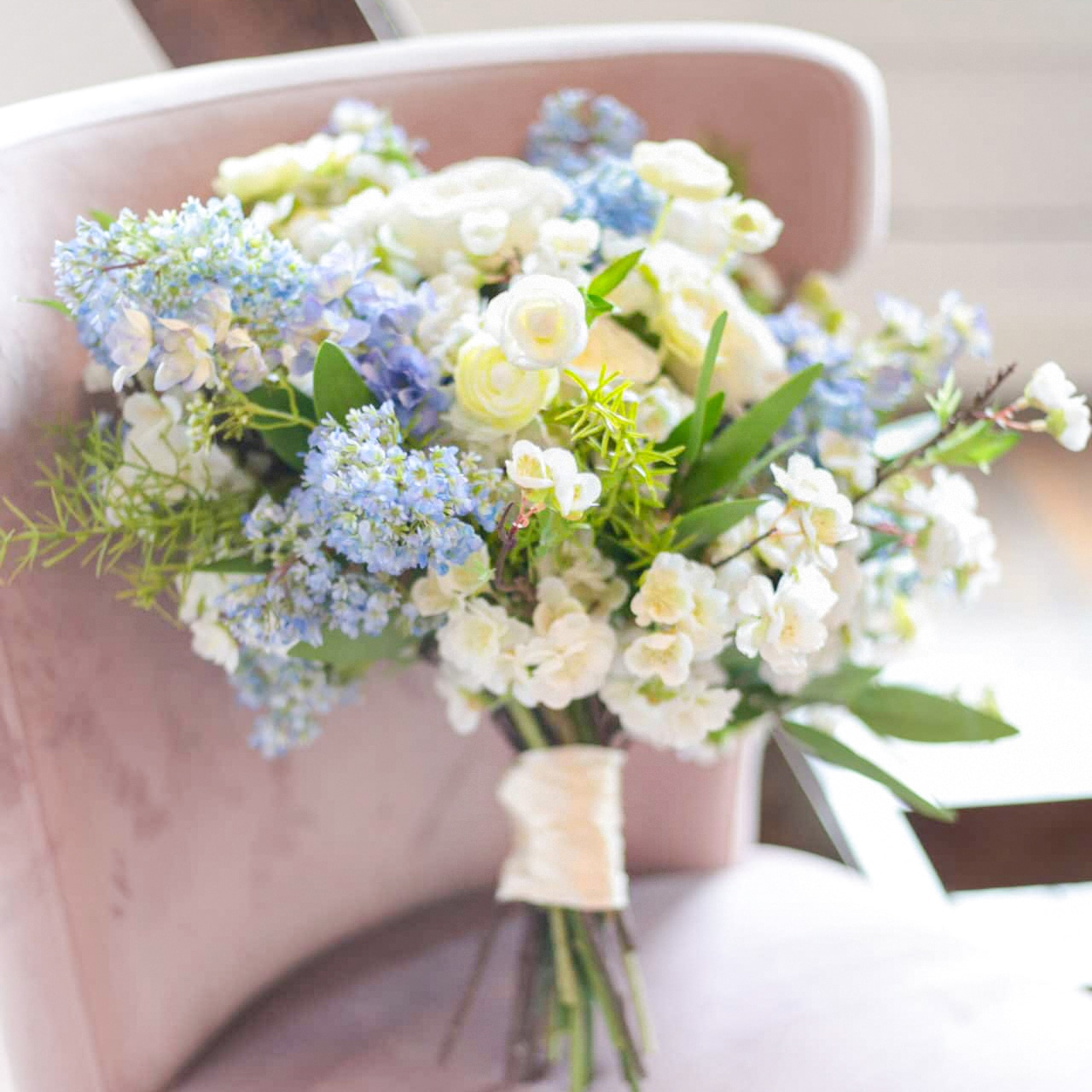 Blue and White Bridal Bouquet