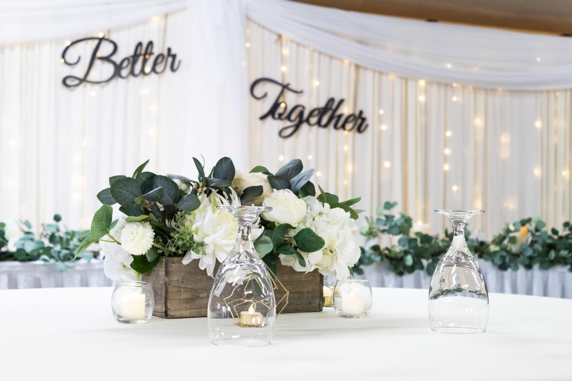 Better Together Sign with Flower Centerpiece