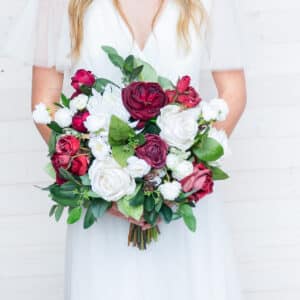 Vivian Grace Burgundy and White Faux Wedding Flower Rental