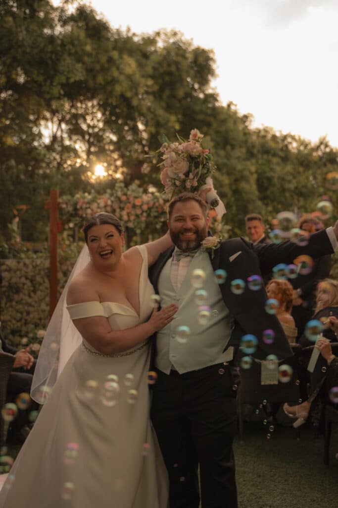 Claire + AJ Wedding Ceremony Bubbles