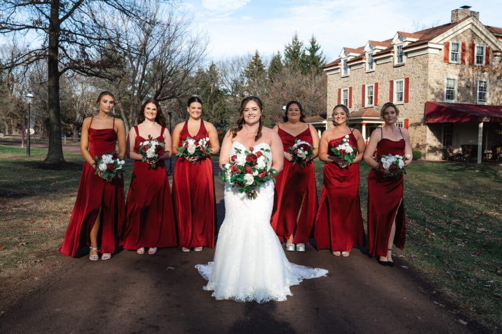 Burgundy and White Wedding Flowers