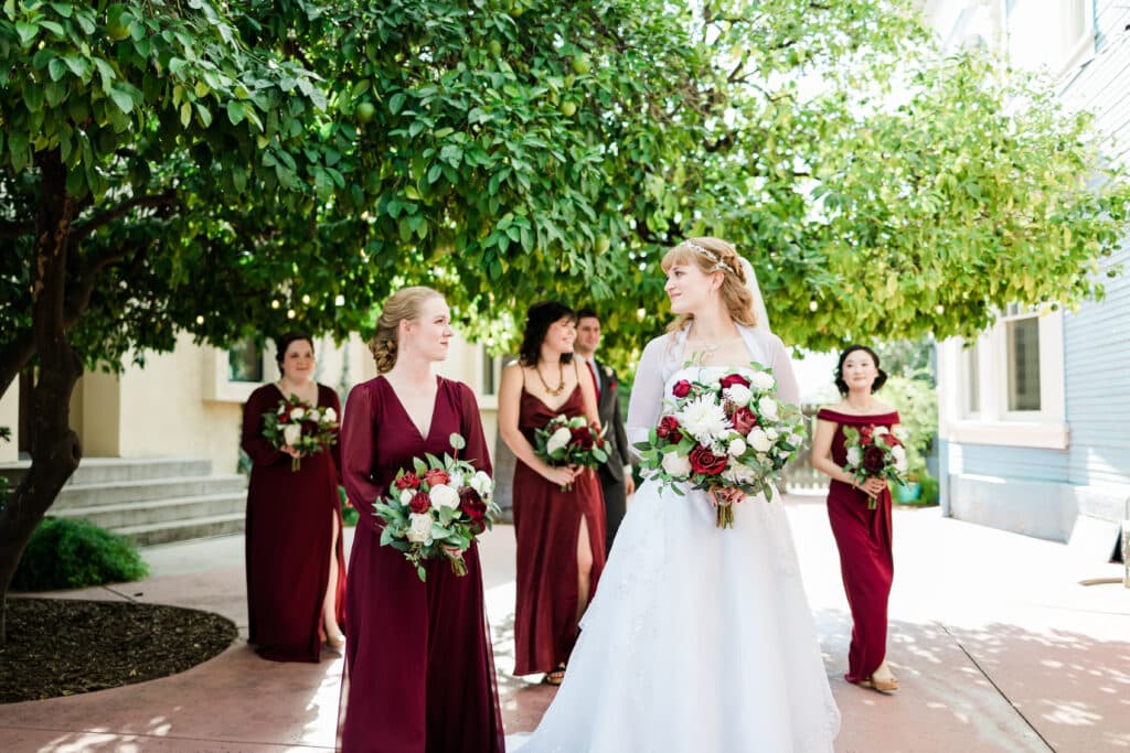 Burgundy Wedding Floral Bridesmaids Bouquets