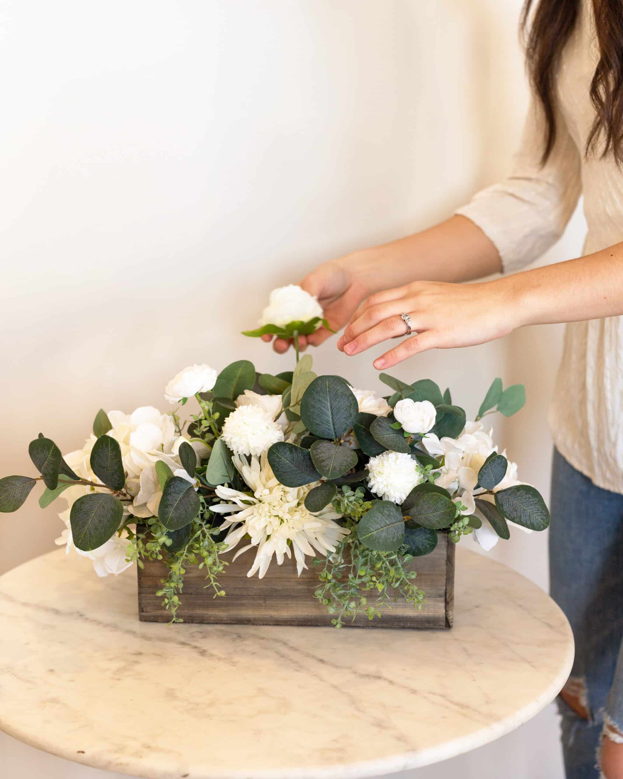 White Box Flower Centerpiece