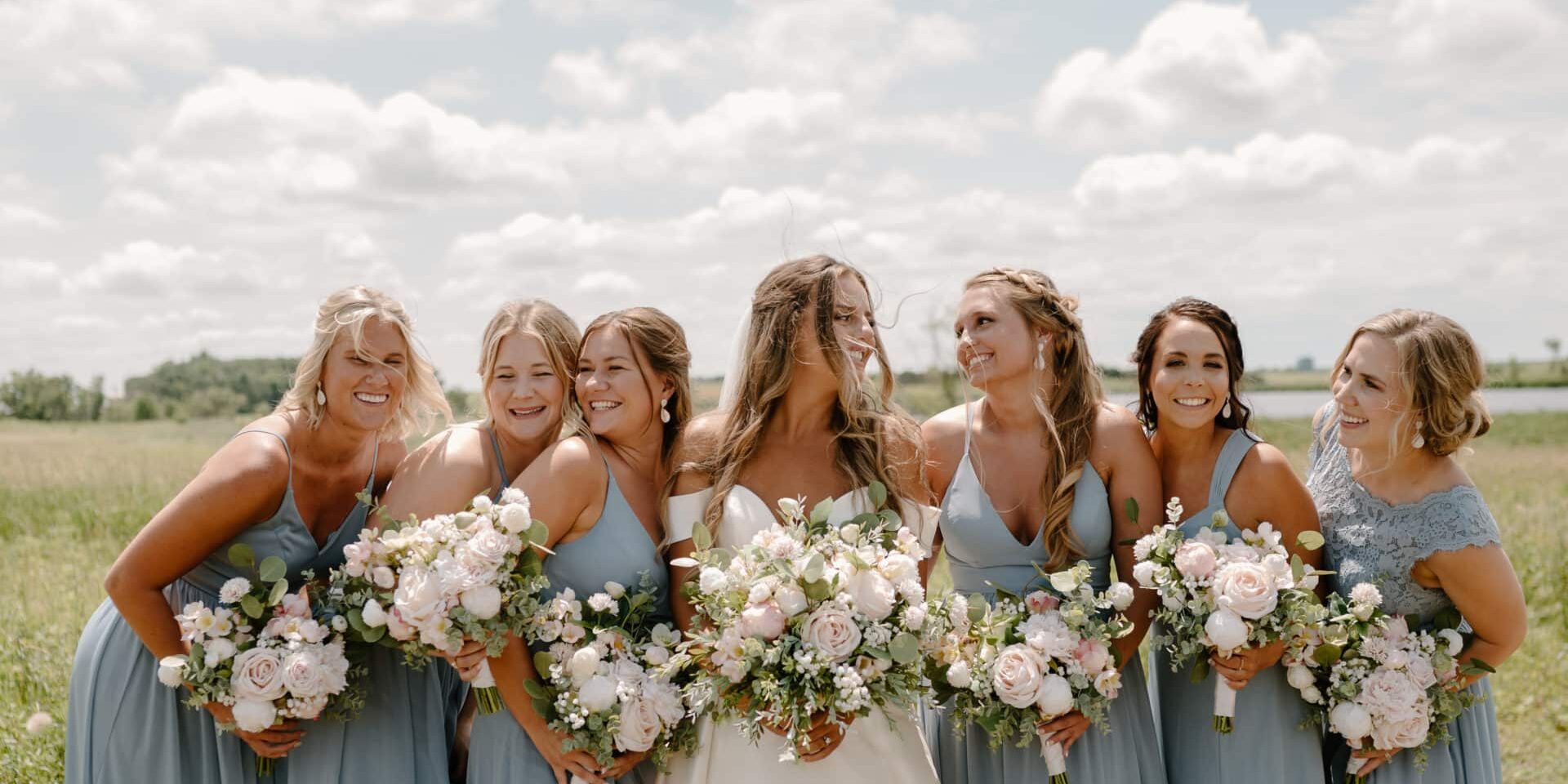 Bridal Party in Dusty Blue and Pink