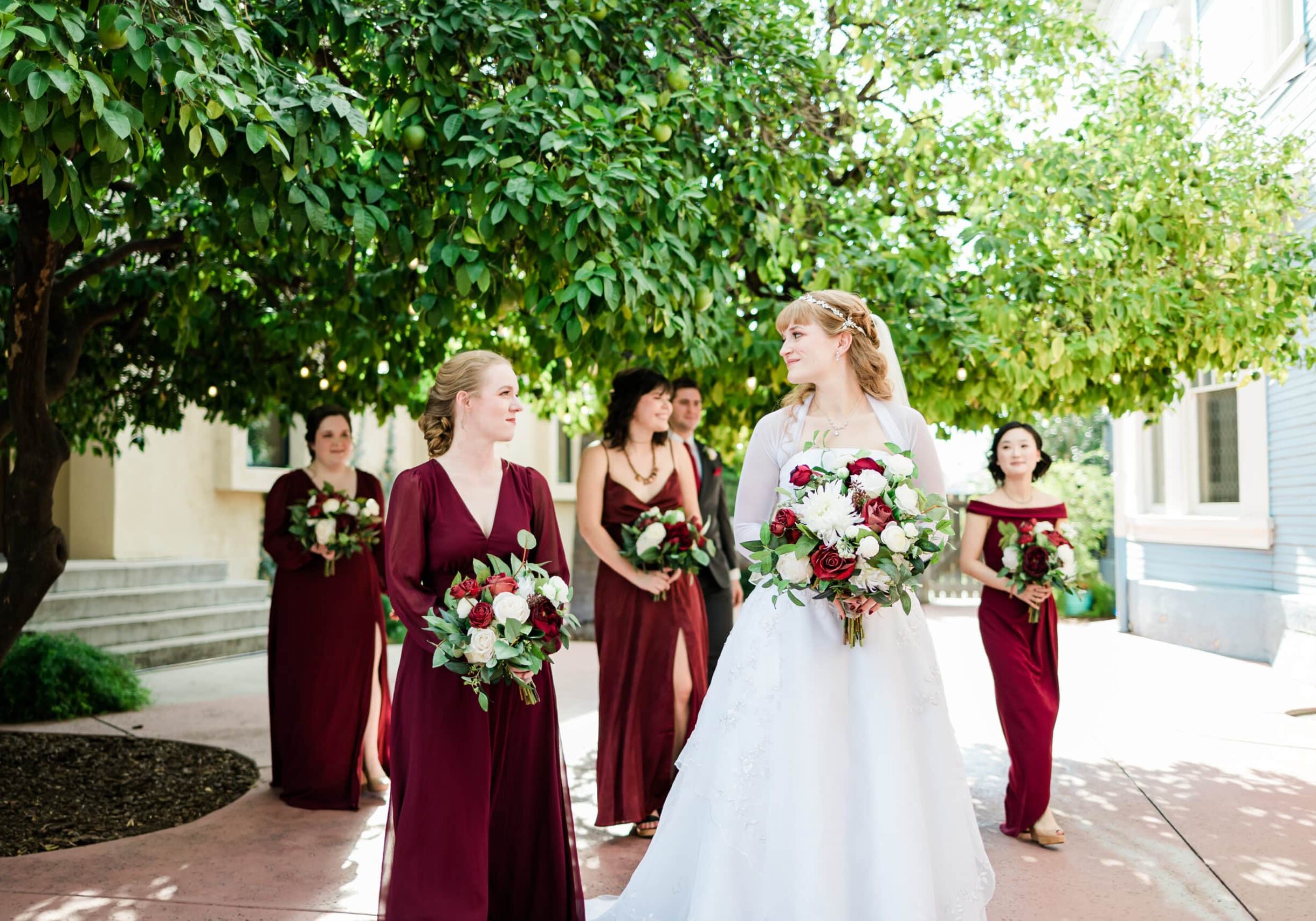 Burgundy Wedding Floral Bridesmaids Bouquets