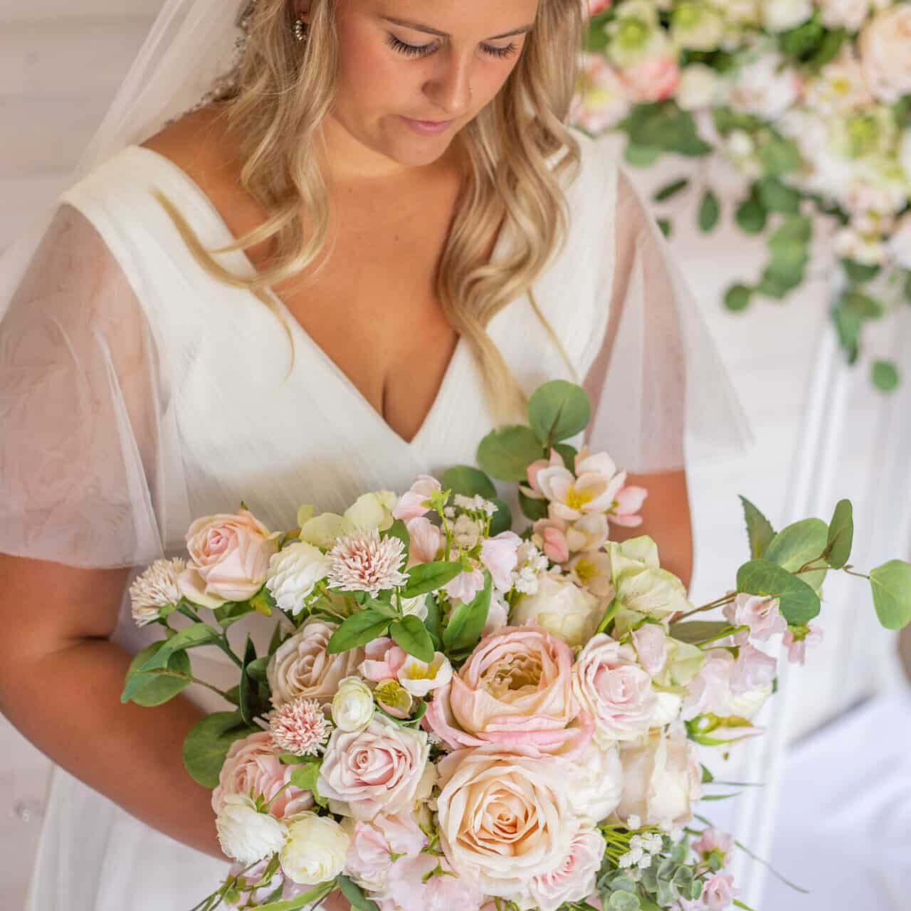 Pink and White Faux Wedding Bridal Bouquet