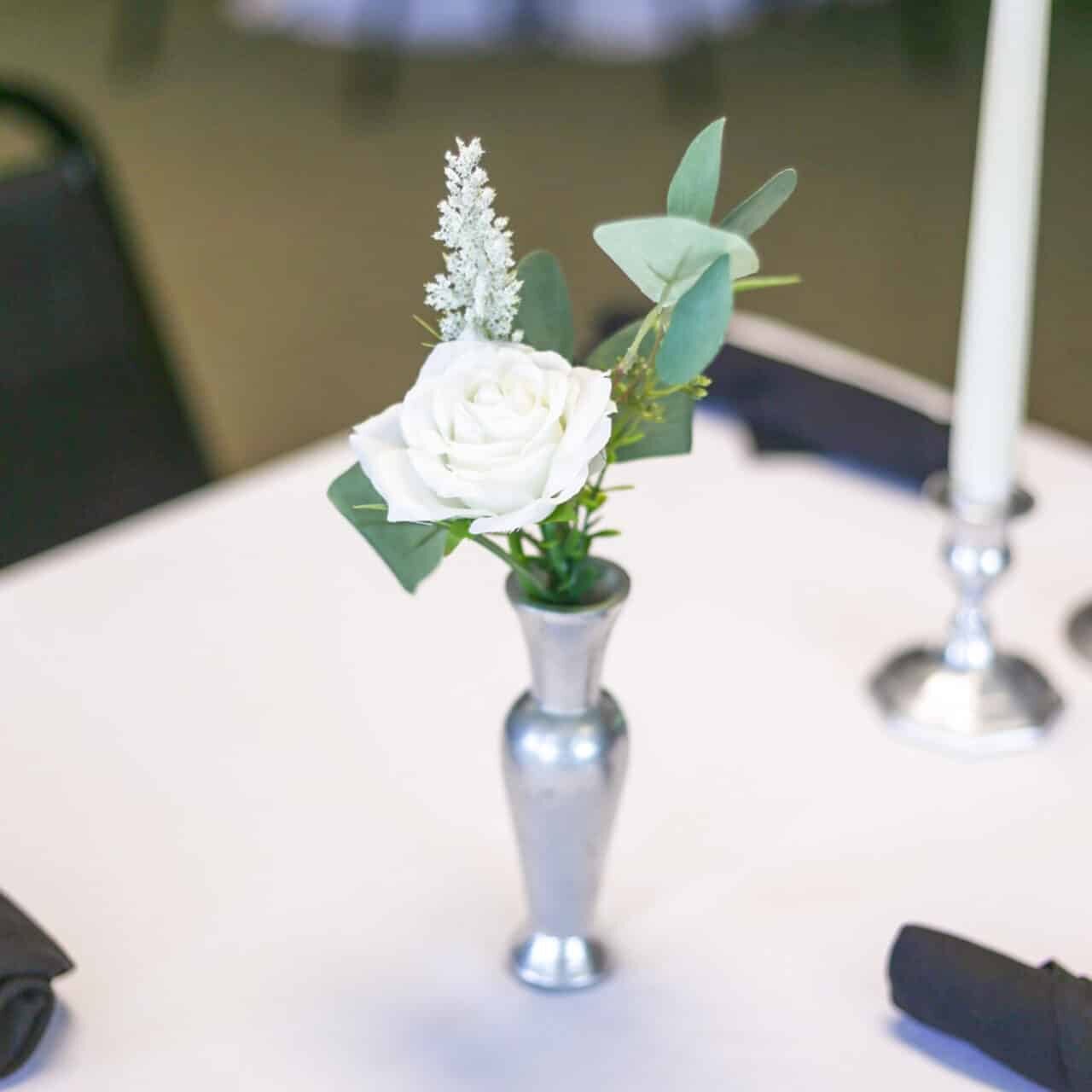 Flower Bud Vase on White Tablecloth